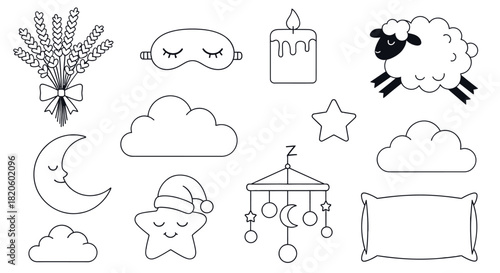 Sleep time illustration with clouds and moon for good night rest