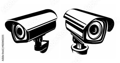 Two surveillance camera icons for enhanced security monitoring and visual surveillance systems
