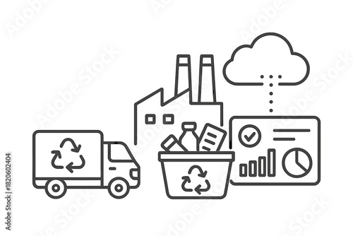 Sustainable industrial waste collection and processing with digital data tracking and cloud integration