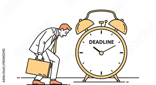 Businessman stressed by deadline pressure at work illustration