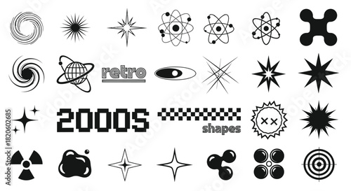 Vector shapes pack retro futuristic design elements collection