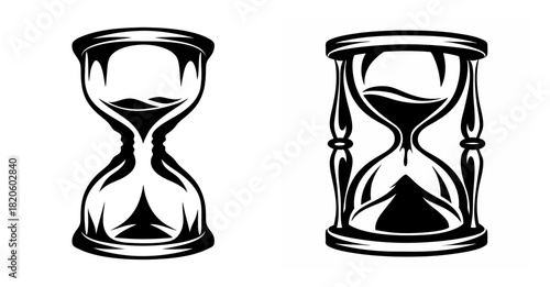 Vintage hourglass imagery two classic sand timers symbolizing time flow and measurement
