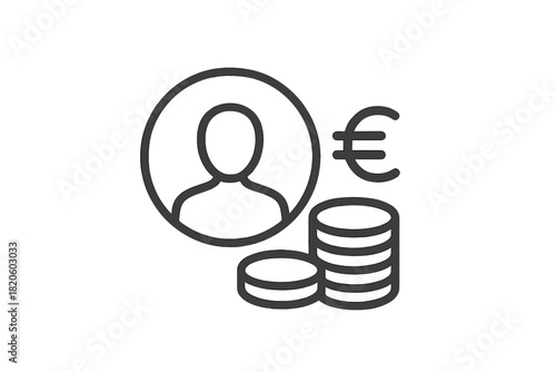 User profile icon with stacked Euro currency coins representing account balance