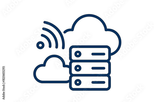 Cloud computing server rack with wireless signal and data storage infrastructure