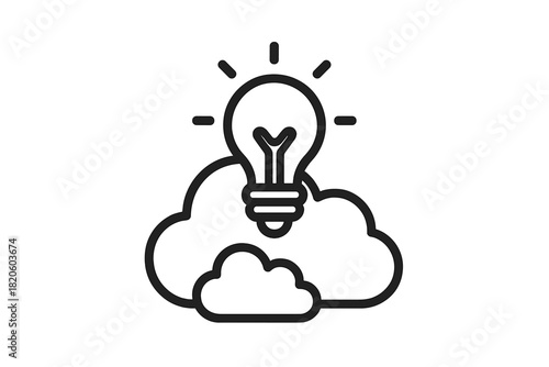 Cloud computing idea light bulb symbol for innovation and technology concept