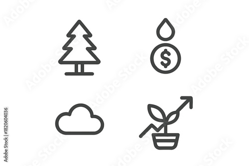 Line symbols for nature, environment, water resources, and sustainable financial growth