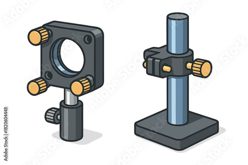 Scientific optical components including a precision mirror mount and laboratory post stand