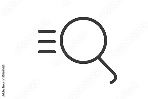 Magnifying glass search icon with filter lines for digital interface and web design