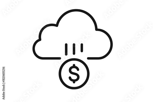 Cloud computing financial services symbol depicting money raining from the sky