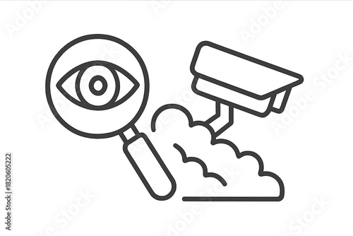 Digital surveillance and data monitoring concept with CCTV camera and cloud