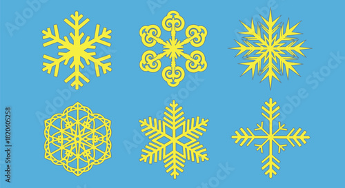 Snowflake vector set winter snow crystal ice design collection