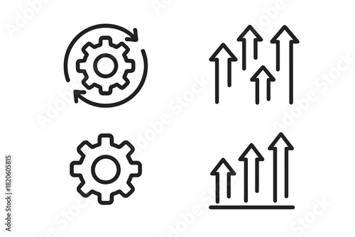 Optimization, configuration, and progress symbols for business interface design