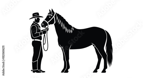 Horse and cowboy silhouette vector illustration isolated art