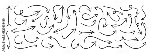 Arrow. Drawn Arrow. Set of Hand drawn crayon wavy arrow collection. chalk arrows Scribble symbols of direction pointers.