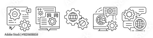 Global system setup, data management, and error resolution icons