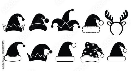 Christmas hats vector set holiday party vector illustration
