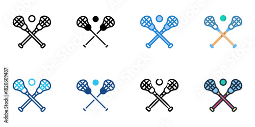 Lacrosse icon set multiple style collection 
