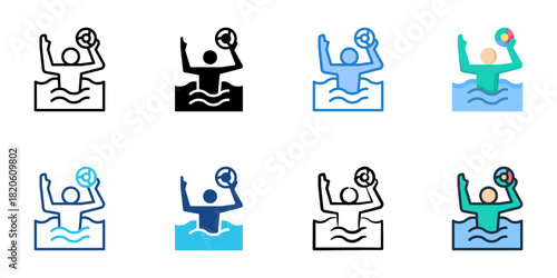 Water polo icon set multiple style collection 
