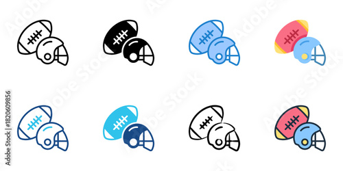 Rugby icon set multiple style collection 
