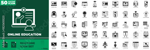 Online Education Duotone Editable Icons set