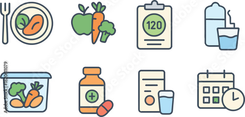 Diet Plan Icons Illustration