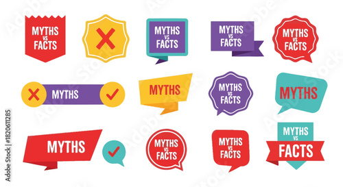 Myths versus facts vector illustration for educational content