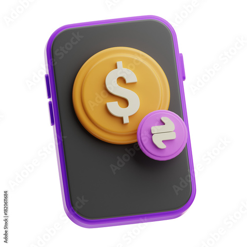 3D model of a mobile payment device or icon.