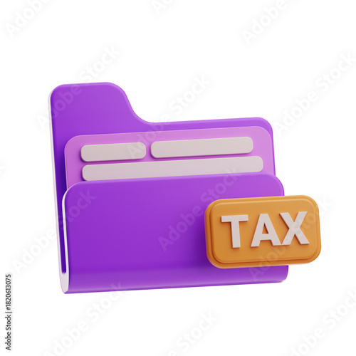 3D model of a tax-related folder or document.