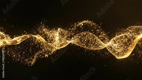 Wallpaper Mural Golden Glittering Wave on Black Background. Torontodigital.ca