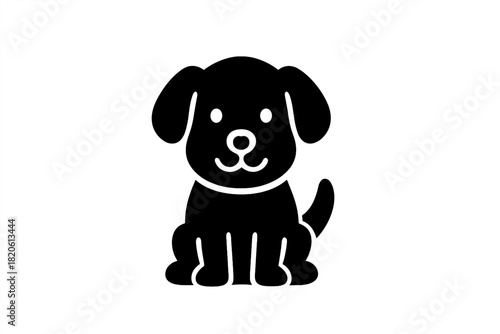 Cute sitting puppy dog with large floppy ears and a wagging tail graphic