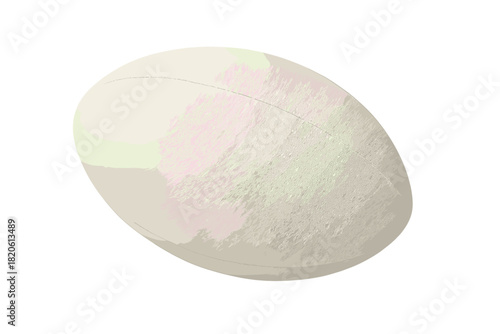 Plain white textured rugby ball isolated on a clean background for sports concepts