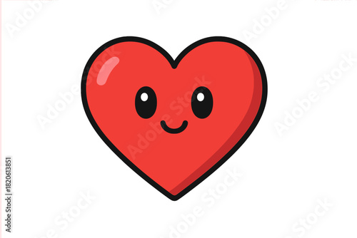 Adorable smiling red heart character icon representing concepts of love, romance, and positive emotion
