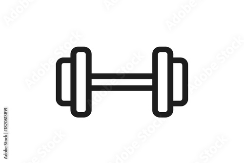 Simple outline drawing of a dumbbell symbolizing strength, fitness, and exercise