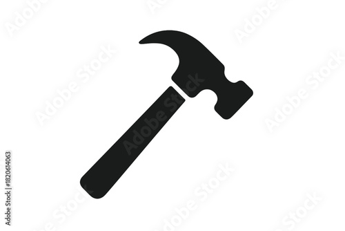 Simple black claw hammer tool for construction and home improvement