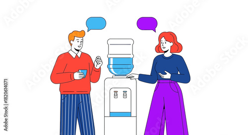 Office water cooler conversation vector illustration design