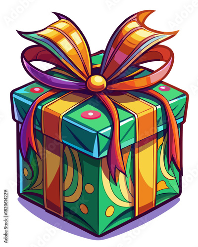 Gift, real print Style, white background	
