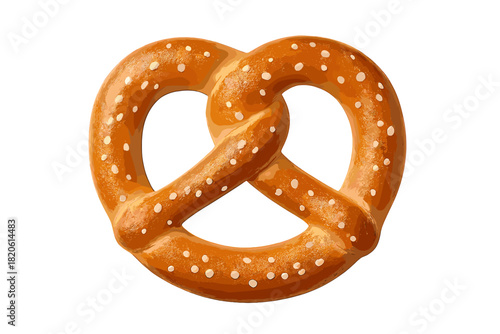 Traditional German baked pretzel with coarse salt isolated on a pure white background