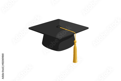 Black graduation cap with golden tassel representing academic achievement and educational success