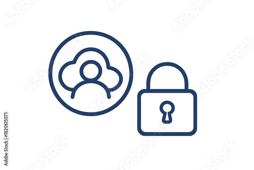 Secure cloud user account access control and digital data security protection symbol