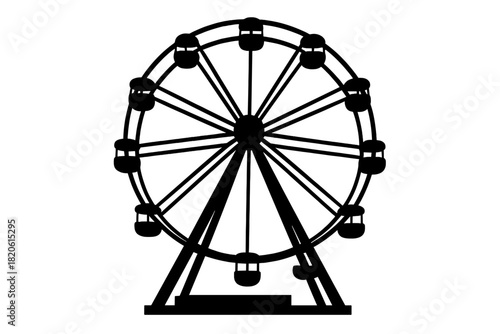 Bold graphic silhouette of a large Ferris wheel structure at an amusement park or carnival fairground