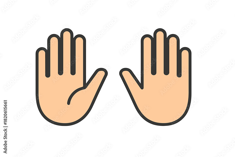 Obraz premium Two open human hands showing palms upward in a gesture of stopping or greeting