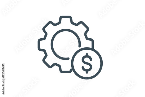 Financial settings and cost optimization symbol with gear and dollar coin
