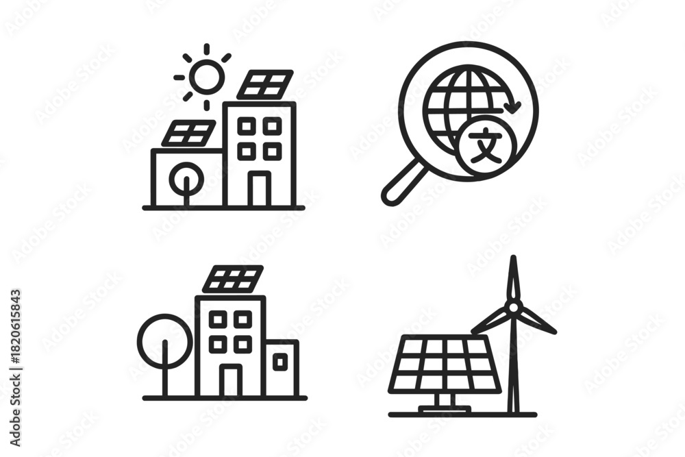 Fototapeta premium Renewable energy, sustainable architecture, global translation, and clean power generation systems