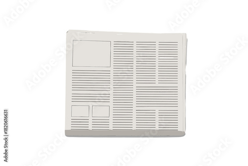 Blank folded newspaper template layout featuring placeholder text and image frames