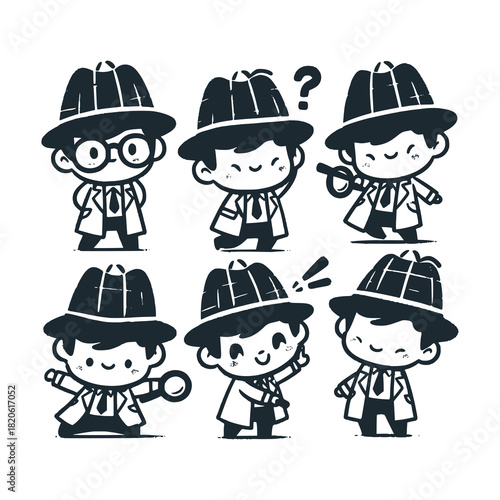 Children's line scribble of playful secret agent