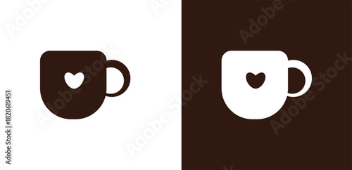 silhouette vector illustration of a coffee cup with heart sign