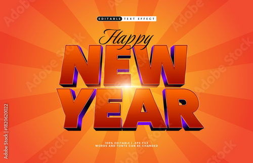 happy new year editable text effect
