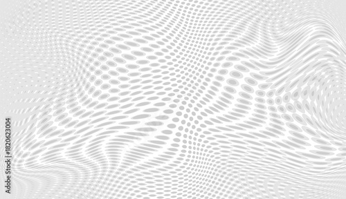Abstract Wavy Halftone Grid Background – Distorted Dot Pattern Texture, Abstract white water ripple surface. Shining sunlight reflections. Blurred transparent texture. Summer background. 