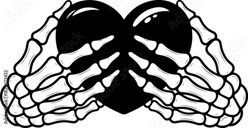 The image of skeleton hands forming a heart shape