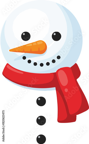 Winter Wonder: A cheerful snowman, adorned with a bright orange carrot nose and a vibrant red scarf, stands ready to embrace the magic of the season, radiating joy and festive cheer.